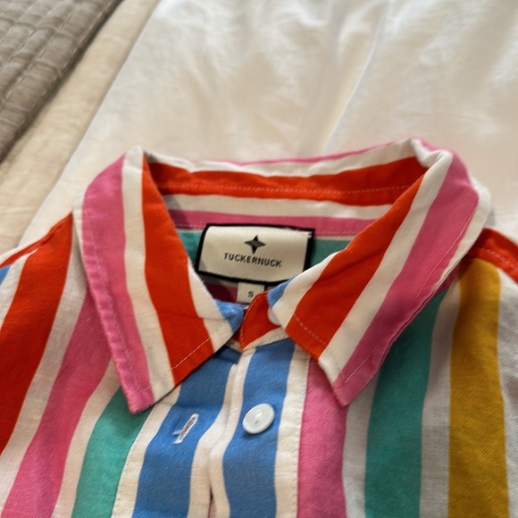 Tuckernuck Rainbow Stripe Callahan Shirt Dress Size Small - Picture 6 of 7